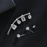 Trendy Geometry CZ Asymmetrical Clip Earrings