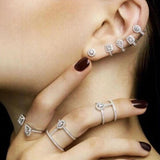 Trendy Geometry CZ Asymmetrical Clip Earrings