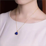 Triangle Lapis 24KT Necklace Fine Jewelry Woman Girl Bride