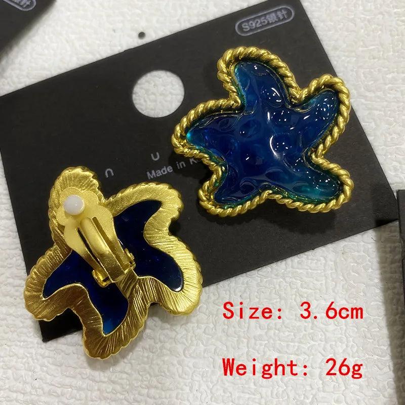 Acrylic Starfish Earrings Retro Ear Clips Without Pierced
