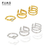 S925 Sterling Silver Ear Clip Zircon Multi-Layer Ear Cuff Buckle Earrings