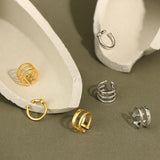 S925 Sterling Silver Ear Clip Zircon Multi-Layer Ear Cuff Buckle Earrings