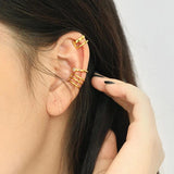 S925 Sterling Silver Ear Clip Zircon Multi-Layer Ear Cuff Buckle Earrings