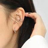 S925 Sterling Silver Ear Clip Zircon Multi-Layer Ear Cuff Buckle Earrings