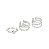 S925 Sterling Silver Ear Clip Zircon Multi-Layer Ear Cuff Buckle Earrings