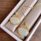 Natural Hetian Chalcedony Pendant Necklace Chinese Jewelry