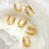 Unique Rope Line Clip Earrings Geometric Statement Jewelry