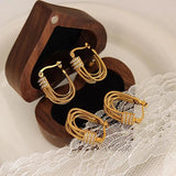 Unique Rope Line Clip Earrings Geometric Statement Jewelry