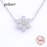 925 Sterling Silver Daisy Blossom Flower Necklace Women Boho Jewelry