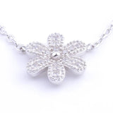925 Sterling Silver Daisy Blossom Flower Necklace Women Boho Jewelry