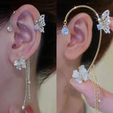 Crystal Butterfly Ear Clip Rhinestone Ear Cuff Wedding Jewelry