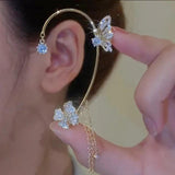 Crystal Butterfly Ear Clip Rhinestone Ear Cuff Wedding Jewelry