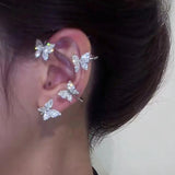 Crystal Butterfly Ear Clip Rhinestone Ear Cuff Wedding Jewelry