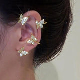 Crystal Butterfly Ear Clip Rhinestone Ear Cuff Wedding Jewelry