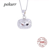 925 Silver Zircon Lace Envelope Necklace Crystal Gem Pendant