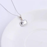 925 Silver Zircon Lace Envelope Necklace Crystal Gem Pendant