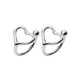 925 Sterling Silver Heart Shape Ear Cuffs