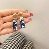 Chinese Style Bunny Ear Clip Earrings Geometric Design Clouds Rabbit Clip-On