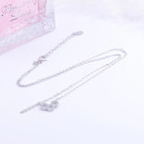 925 Silver CZ 3 Hollow Hexagon Necklace Pendant Women Chain Jewelry