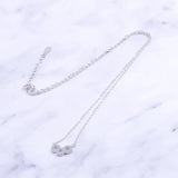 925 Silver CZ 3 Hollow Hexagon Necklace Pendant Women Chain Jewelry