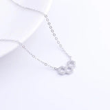 925 Silver CZ 3 Hollow Hexagon Necklace Pendant Women Chain Jewelry