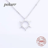 925 Silver Zircon Sunflower Sunshine Necklace Women Chain Jewelry