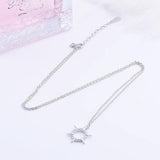 925 Silver Zircon Sunflower Sunshine Necklace Women Chain Jewelry