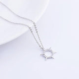 925 Silver Zircon Sunflower Sunshine Necklace Women Chain Jewelry