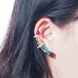 CWWZircons Multicolor CZ Crystal Big Ear Cuff Earrings