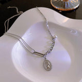 NC750 Fine Jewelry Woman Asymmetrical Head Clavicle Pendant Necklace