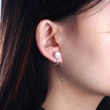 Pink Purple Pearl Clip Earrings for Women Fine Jewelry