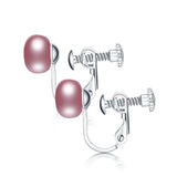 Pink Purple Pearl Clip Earrings for Women Fine Jewelry