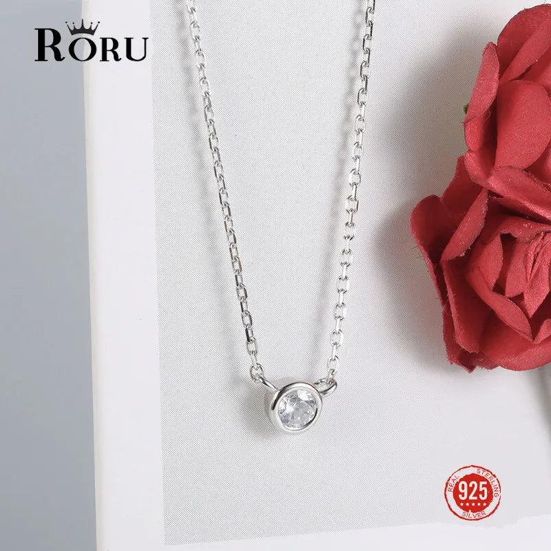 925 Silver CZ Zircon Necklace for Women Wedding Engagement