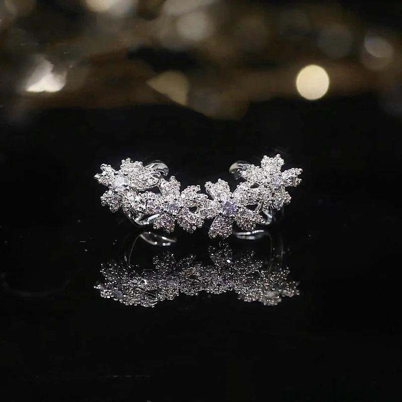 Crystal Flower Ear Bone Clip No Piercing Ear Cuffs for Women Wedding