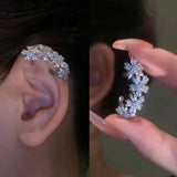 Crystal Flower Ear Bone Clip No Piercing Ear Cuffs for Women Wedding
