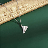 925 Silver Paper Airplane Pendant Necklace Sterling Silver Chain Jewelry