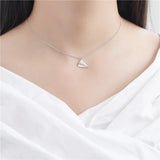 925 Silver Paper Airplane Pendant Necklace Sterling Silver Chain Jewelry