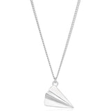 925 Silver Paper Airplane Pendant Necklace Sterling Silver Chain Jewelry
