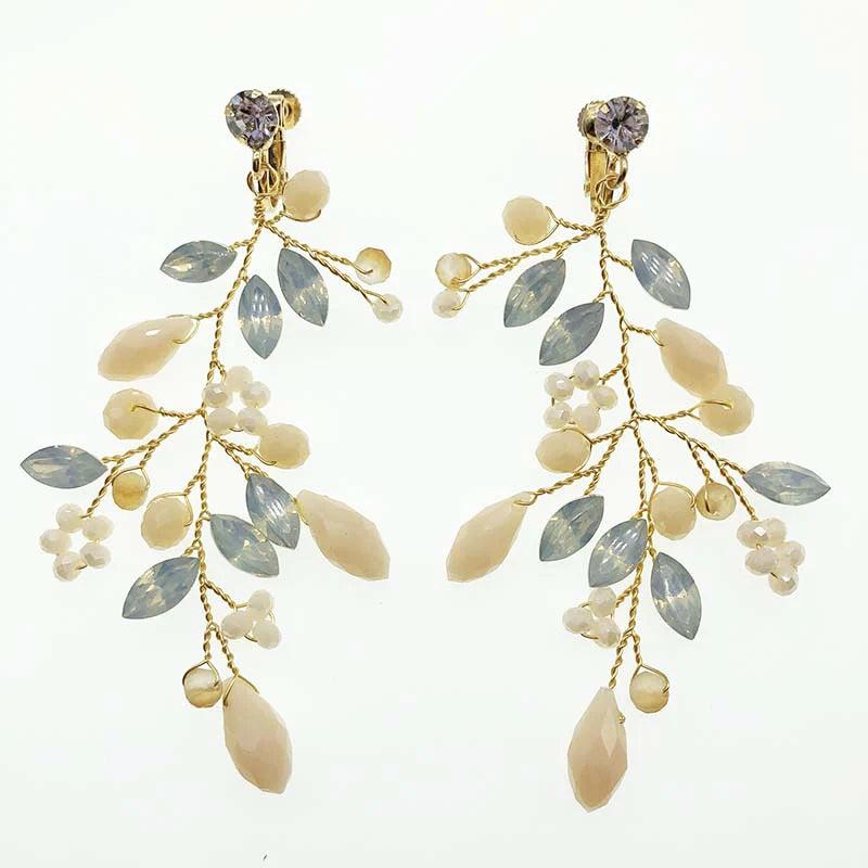 20 Styles Pearl Women Leaf Wedding Earrings Bridal Head Jewelry Decoration