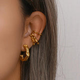 3pcs Stainless Steel Women's Ear Cuffs Clip-On Earrings Set