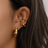 3pcs Stainless Steel Women's Ear Cuffs Clip-On Earrings Set