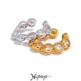 Sterling Silver Cubic Zirconia Earrings Clip-on Ear Bones Jewelry Gift