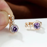 Round Cut Zircon Crystal Clip Earrings Wedding Jewelry
