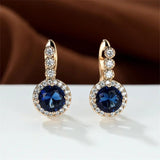 Round Cut Zircon Crystal Clip Earrings Wedding Jewelry