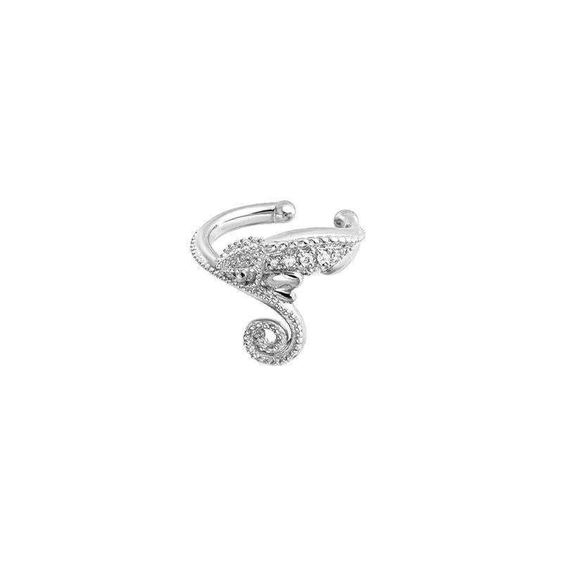 925 Silver Dolphin Ear Cuff Earring CZ Zircon Rock Punk Fine Jewels