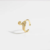 925 Silver Dolphin Ear Cuff Earring CZ Zircon Rock Punk Fine Jewels