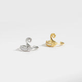 925 Silver Dolphin Ear Cuff Earring CZ Zircon Rock Punk Fine Jewels