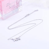 925 Silver Double Zircon Cross Necklace Women Jewelry
