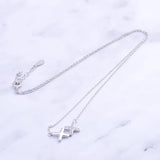 925 Silver Double Zircon Cross Necklace Women Jewelry