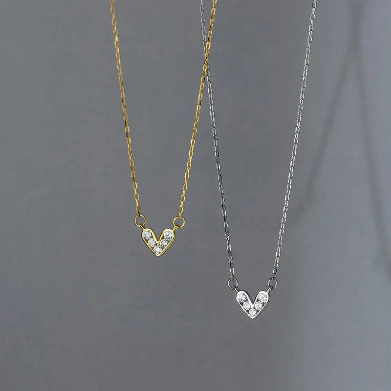 Silver Heart Pendant Necklace for Women 925 Silver Chain Choker